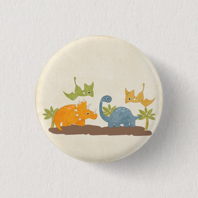 Cute Dinosaurs Prehistoric Wildlife 3 Cm Round Badge (Front)
