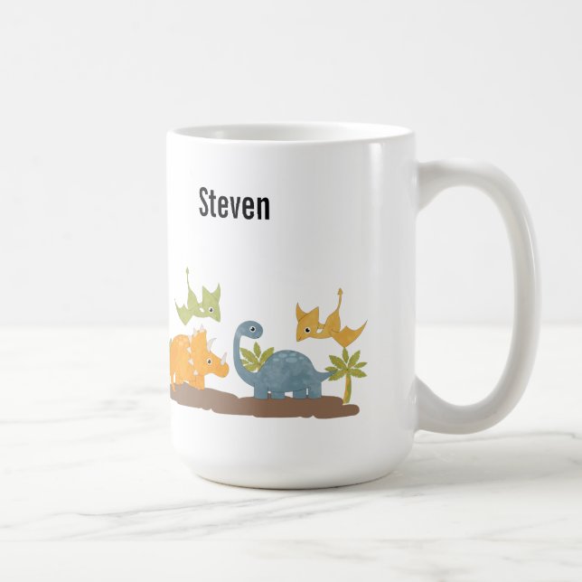 Cute Dinosaurs Prehistoric Wildlife Coffee Mug (Right)