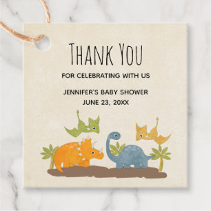 Cute Dinosaurs Prehistoric Wildlife Thank You Favour Tags