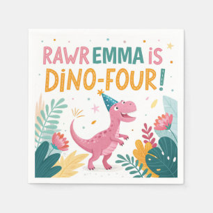 Cute Dinosaurs Roar Girl Birthday Party Napkins