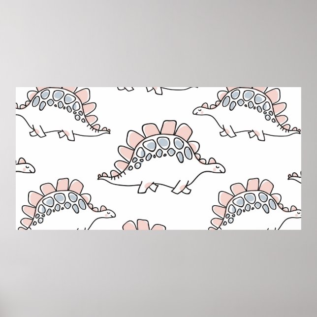 Cute dinosaurs seamless pattern poster (Front)