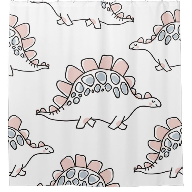 Cute dinosaurs seamless pattern shower curtain (Front)