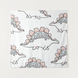 Cute dinosaurs seamless pattern tapestry