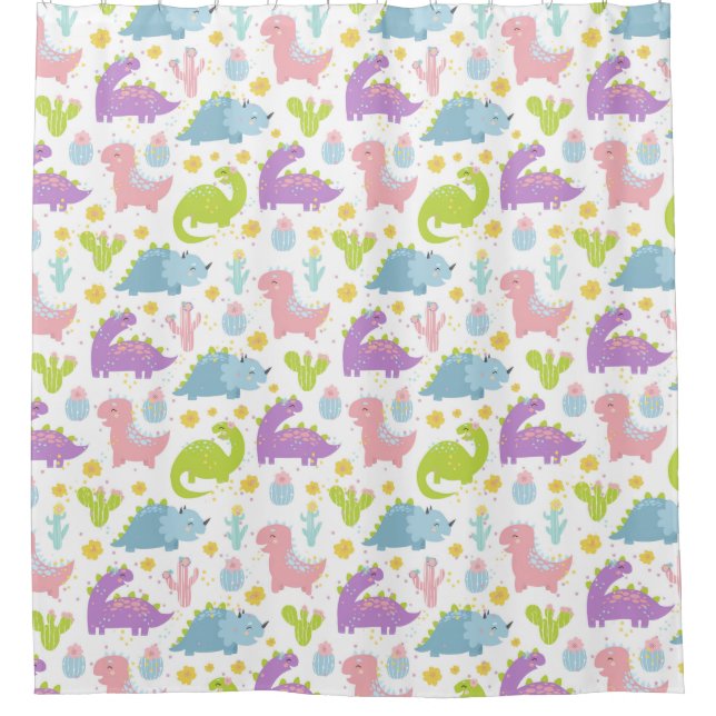 Cute Dinosaurs Shower Curtain (Front)