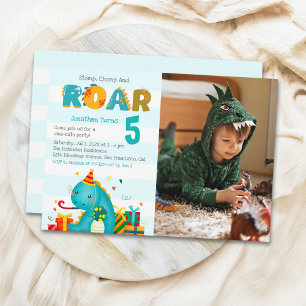 Cute Dinosaurs Stomp Chomp and roar birhtday boy Invitation