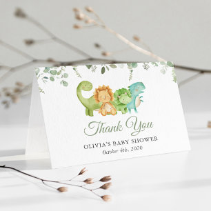 Cute Dinosaurs, T-Rex, Jurassic, Baby Shower Thank You Card