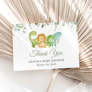 Cute Dinosaurs, T-Rex, Jurassic, Baby Shower Thank You Card