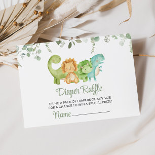 Cute Dinosaurs, T-Rex, Jurassic, Diaper Raffle Enclosure Card