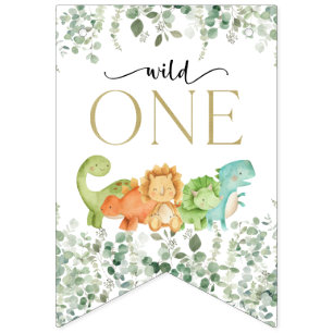 Cute Dinosaurs, T-Rex, Jurassic, First Birthday Bunting