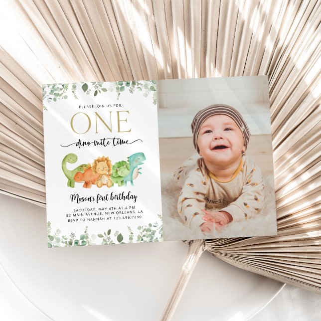 Cute Dinosaurs, T-Rex, Jurassic, First Birthday Invitation (Creator Uploaded)