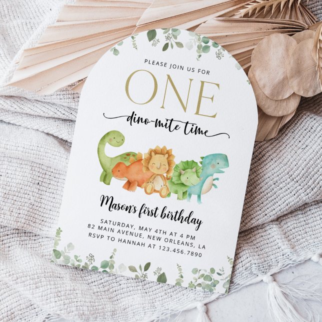 Cute Dinosaurs, T-Rex, Jurassic, First Birthday Invitation (Creator Uploaded)