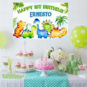 Cute dinosaurs toddler birthday party personalised poster