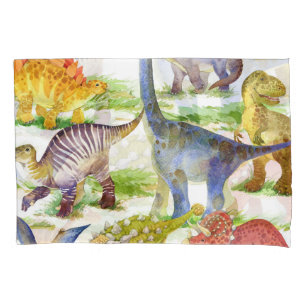 Cute Dinosaurs Watercolor Seamless Art Pillowcase