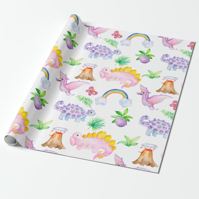 CUTE DINOSAURS  WRAPPING PAPER (Unrolled)
