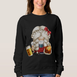 Cute Dirndl Gnomie Girl With Schnitzel And Beer -  Sweatshirt
