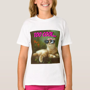 Cute Disabled One Ear Cat With Sunglasses T-Shirt