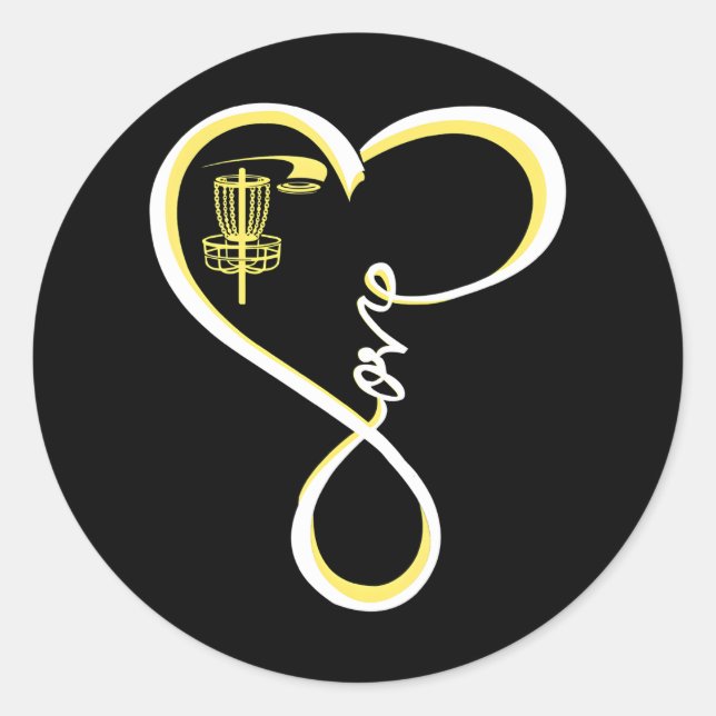 Cute Disc Golf I Love Disc Golf Yellow Classic Round Sticker (Front)