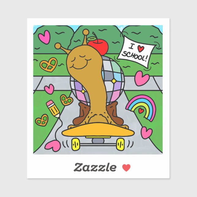 Cute Disco Snail Skateboards Back To School Vinyl (Sheet)