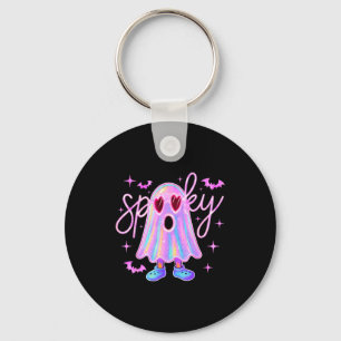 Cute disco spooky ghost heart glasses halloween key ring