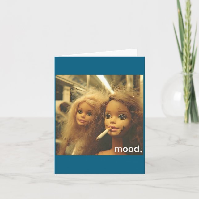 Cute Distressed Doll Face Meme Premium Card (Front)