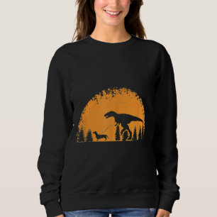 Cute Distressed Sunset Dachshund Dinosaur Funny Wi Sweatshirt