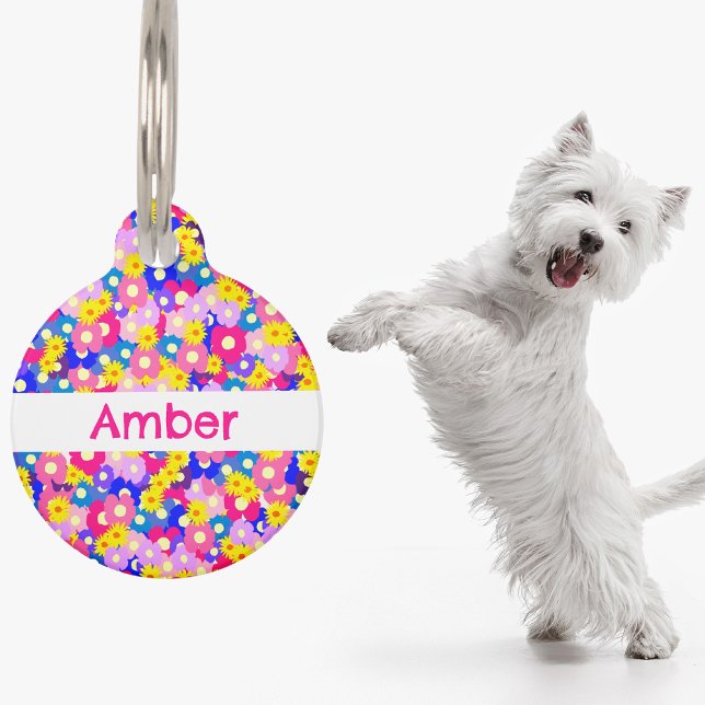 Cute ditsy flower Personalised  Pet ID Tag (Creator Uploaded)