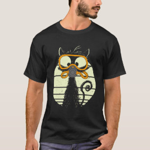 Cute Diver Cat Diver Cat Diving Goggles Cat Pullov T-Shirt