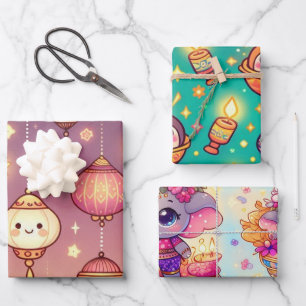 Cute Diwali  Wrapping Paper Sheet