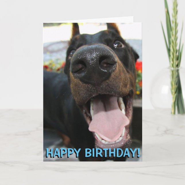 Cute doberman birthday card (Front)