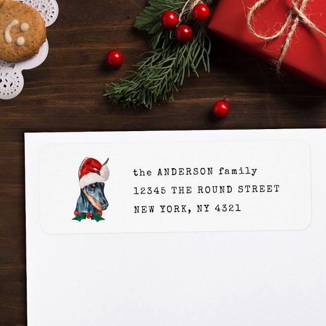 Cute Doberman Christmas Dog Return Address (Creator Uploaded)