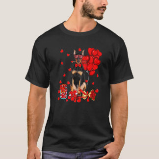 Cute Doberman Dog Funny Heart Valentine's Day Dog T-Shirt