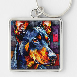 Cute Doberman dog Key Ring