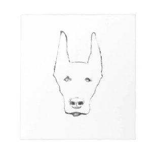 Cute Doberman Pinscher Dog Face Sketch Notepad