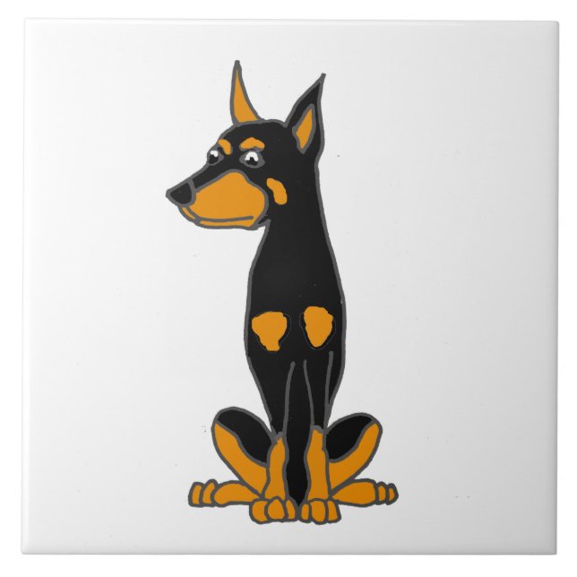 Cute Doberman Pinscher Puppy Dog Cartoon Tile (Front)