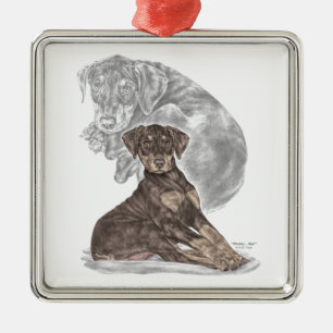 Cute Doberman Pinscher Puppy Metal Tree Decoration