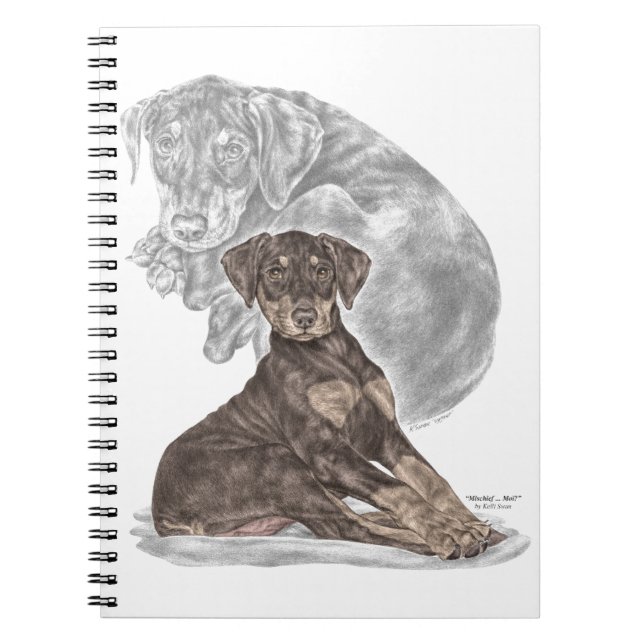 Cute Doberman Pinscher Puppy Spiral Notebook (Front)