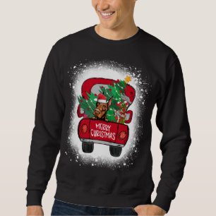 Cute Doberman Red Truck Merry Christmas Bleached Sweatshirt