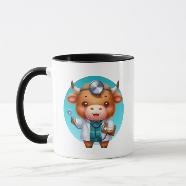 Cute Doctor cow add monogram Coffee  Mug (Left)