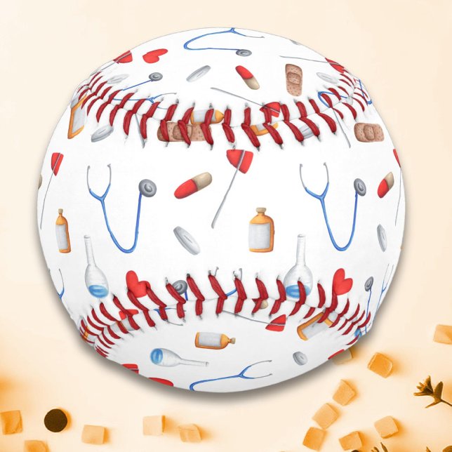 Cute Doctor Nurse Medicine Tool Pattern Baseball (Creator Uploaded)