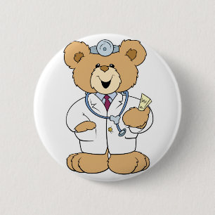 Cute Doctor Teddy Bear 6 Cm Round Badge