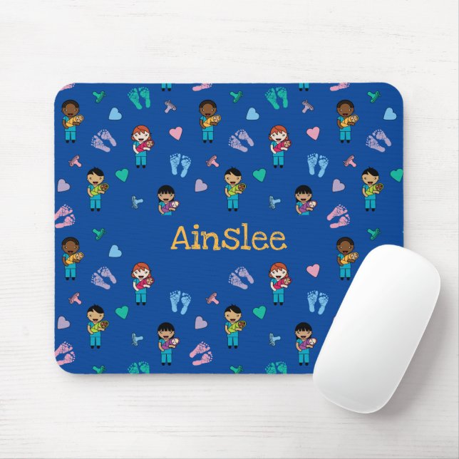 Cute Doctors and Nurses with Newborns Mouse Pad (With Mouse)