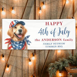 Cute Dog 4th Of July Red White Blue Patriotic Banner