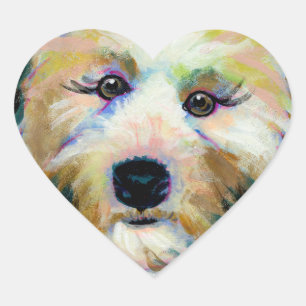 Cute dog adorable face fun colourful art painting heart sticker