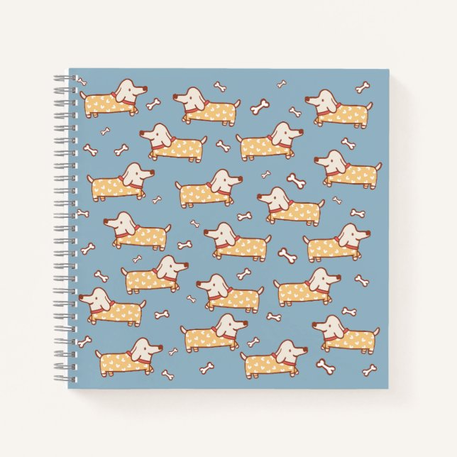 Cute Dog and Bone Seamless Pattern Notebook (Front)