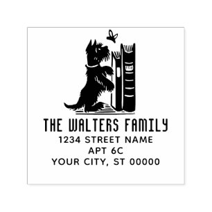 Cute Dog And Butterfly Family Name Return Address Self-inking Stamp