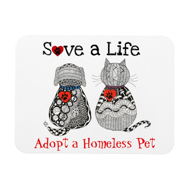 Cute Dog and Cat Adoption Magnet 3"x4" (Horizontal)