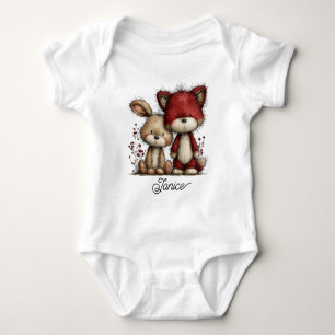 Cute Dog and Cat Baby Bodysuit