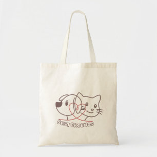 Cute Dog and Cat Best Friends Heart Tote Bag