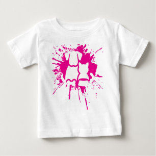 Cute Dog and Cat Best Friends Pink Paint Splatter Baby T-Shirt