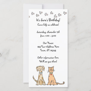 Cute Dog and Cat Birthday Invitation